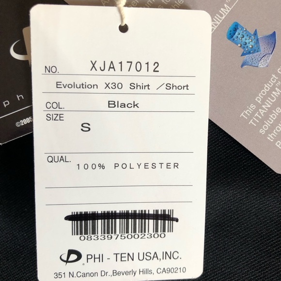 Phiten X30 Aqua Titanium Short Sleeve Shirt (Black) Small - Picture 12 of 14